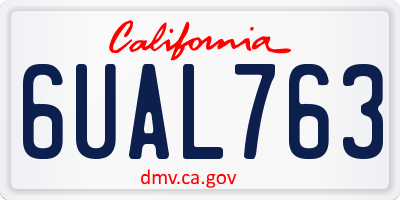 CA license plate 6UAL763