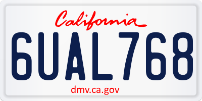 CA license plate 6UAL768