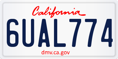 CA license plate 6UAL774