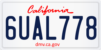 CA license plate 6UAL778