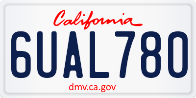 CA license plate 6UAL780
