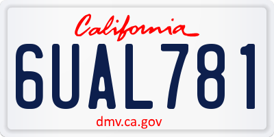 CA license plate 6UAL781