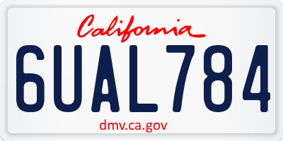 CA license plate 6UAL784