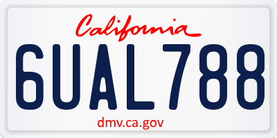 CA license plate 6UAL788