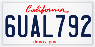CA license plate 6UAL792