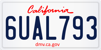 CA license plate 6UAL793
