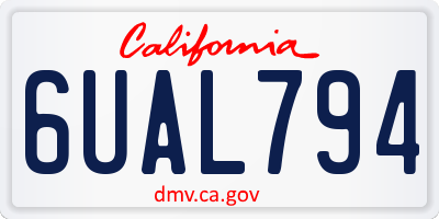 CA license plate 6UAL794