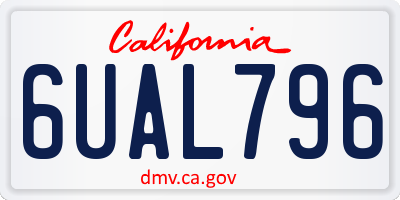 CA license plate 6UAL796