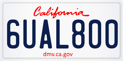 CA license plate 6UAL800