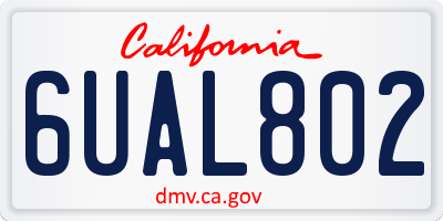 CA license plate 6UAL802