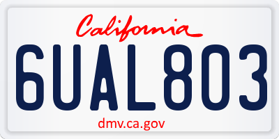 CA license plate 6UAL803