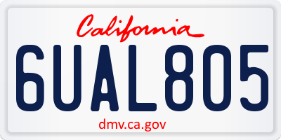 CA license plate 6UAL805