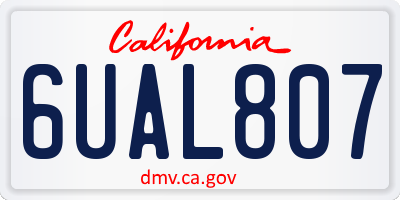 CA license plate 6UAL807