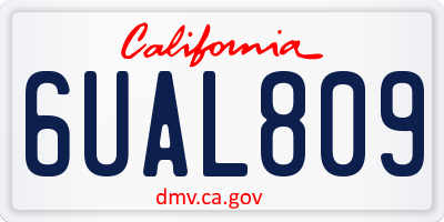 CA license plate 6UAL809