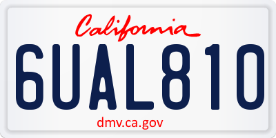 CA license plate 6UAL810