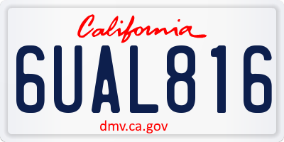 CA license plate 6UAL816
