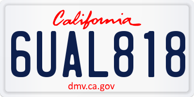 CA license plate 6UAL818