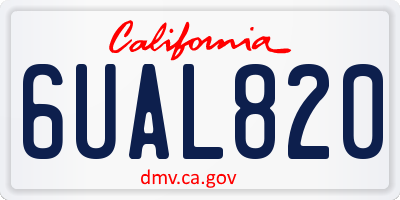 CA license plate 6UAL820