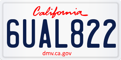 CA license plate 6UAL822