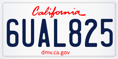 CA license plate 6UAL825
