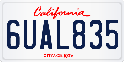 CA license plate 6UAL835