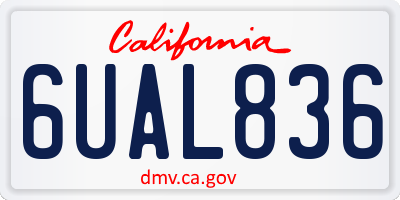 CA license plate 6UAL836