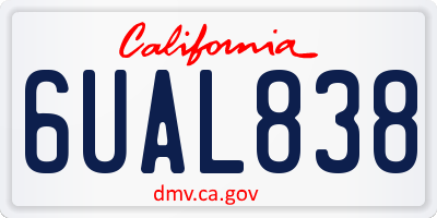 CA license plate 6UAL838