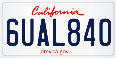 CA license plate 6UAL840