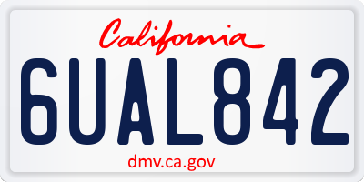 CA license plate 6UAL842