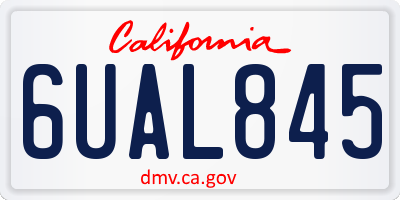 CA license plate 6UAL845