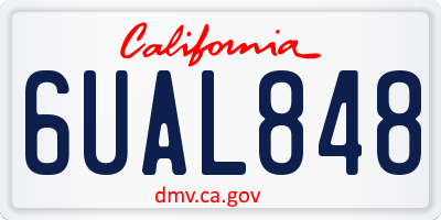 CA license plate 6UAL848