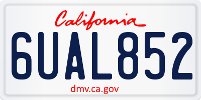 CA license plate 6UAL852