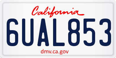 CA license plate 6UAL853