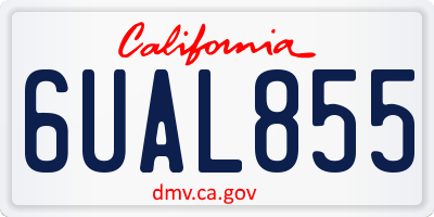 CA license plate 6UAL855