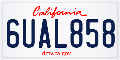 CA license plate 6UAL858