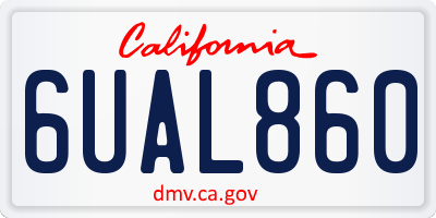 CA license plate 6UAL860