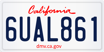 CA license plate 6UAL861