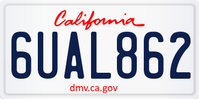 CA license plate 6UAL862