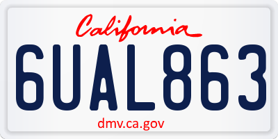 CA license plate 6UAL863