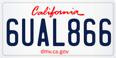 CA license plate 6UAL866