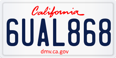 CA license plate 6UAL868