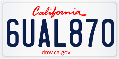 CA license plate 6UAL870