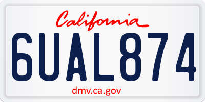 CA license plate 6UAL874
