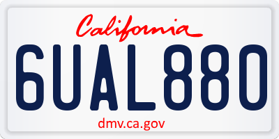 CA license plate 6UAL880