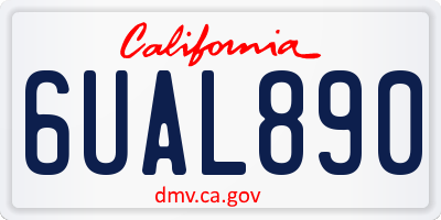 CA license plate 6UAL890