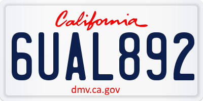 CA license plate 6UAL892
