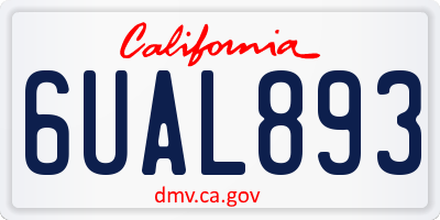 CA license plate 6UAL893