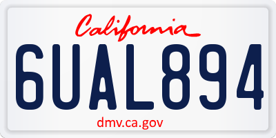 CA license plate 6UAL894