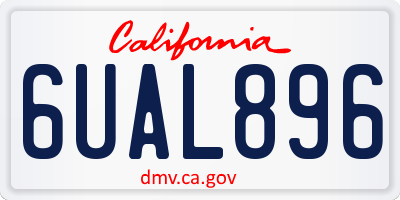 CA license plate 6UAL896