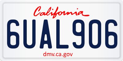 CA license plate 6UAL906